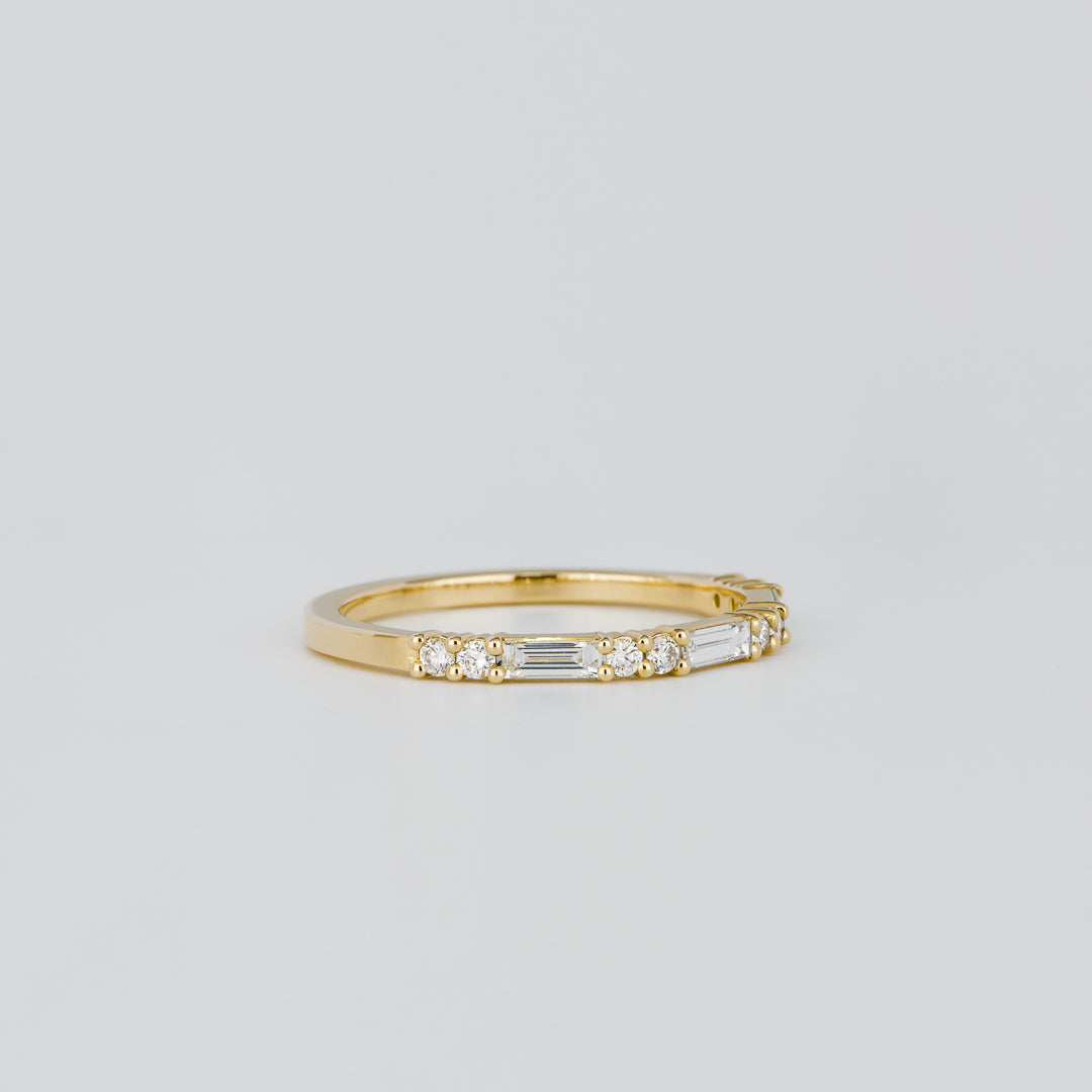 0.30 TCW Round & Baguette Stones Half Eternity Lab Grown Diamond Wedding Band