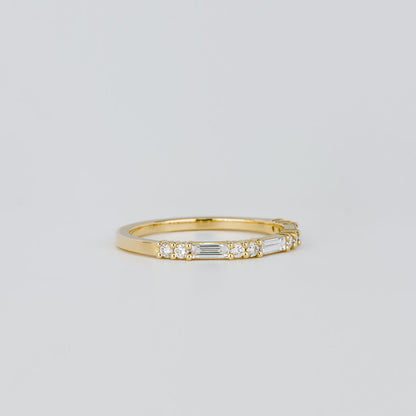 0.30 TCW Round & Baguette Stones Half Eternity Lab Grown Diamond Wedding Band