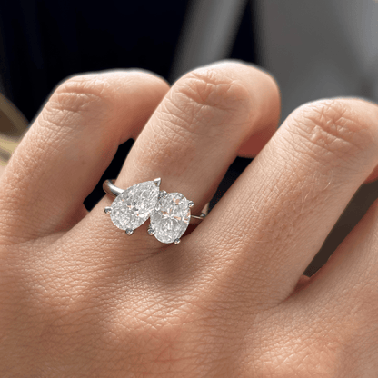 Marquise Shaped Three Stone Lab Grown Diamond Engagement Ring