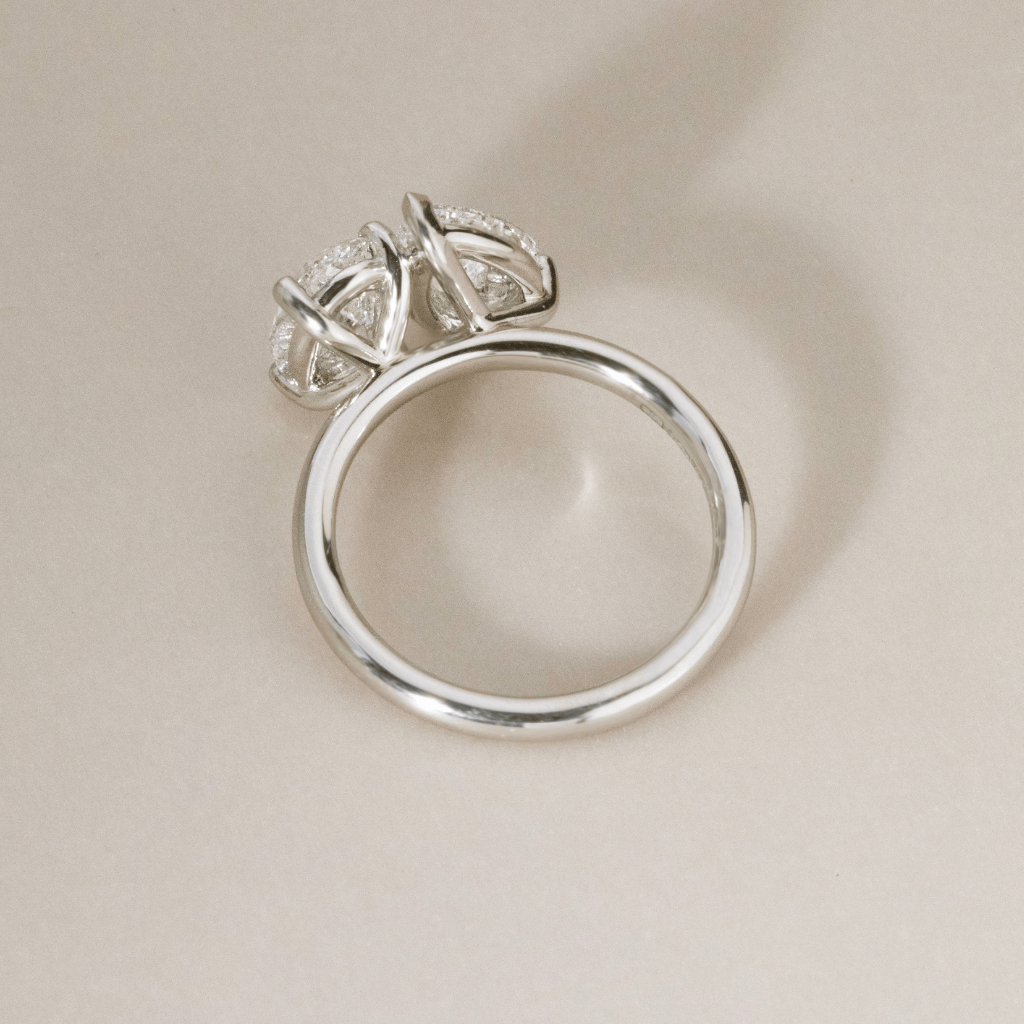 Marquise Shaped Three Stone Lab Grown Diamond Engagement Ring