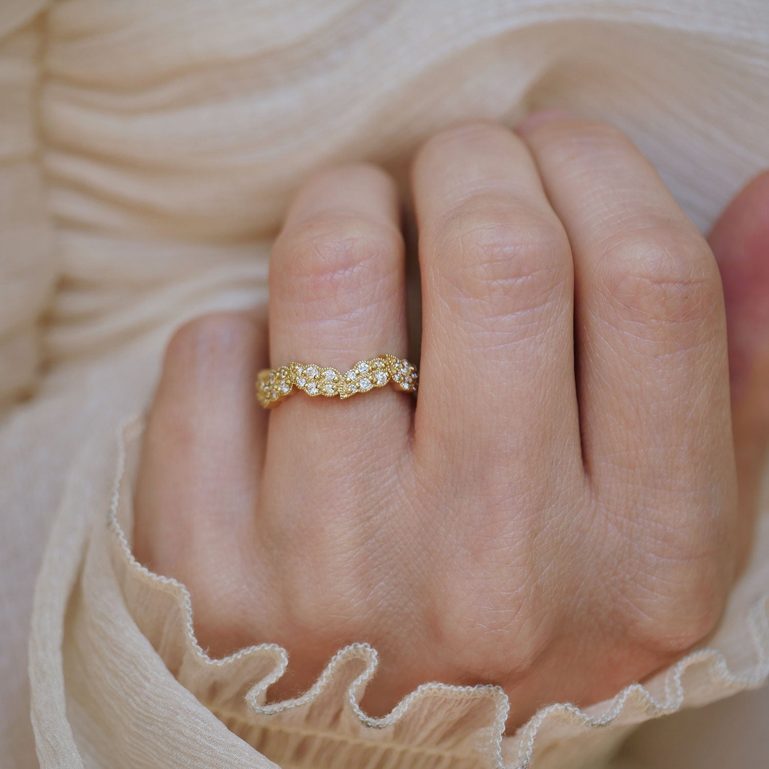 0.25 TCW Round Shaped Half Eternity Lab Grown Diamond Wedding Band