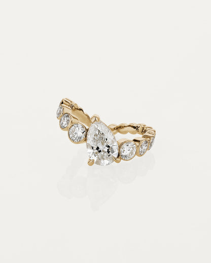 Marquise Shaped Three Stone Lab Grown Diamond Engagement Ring