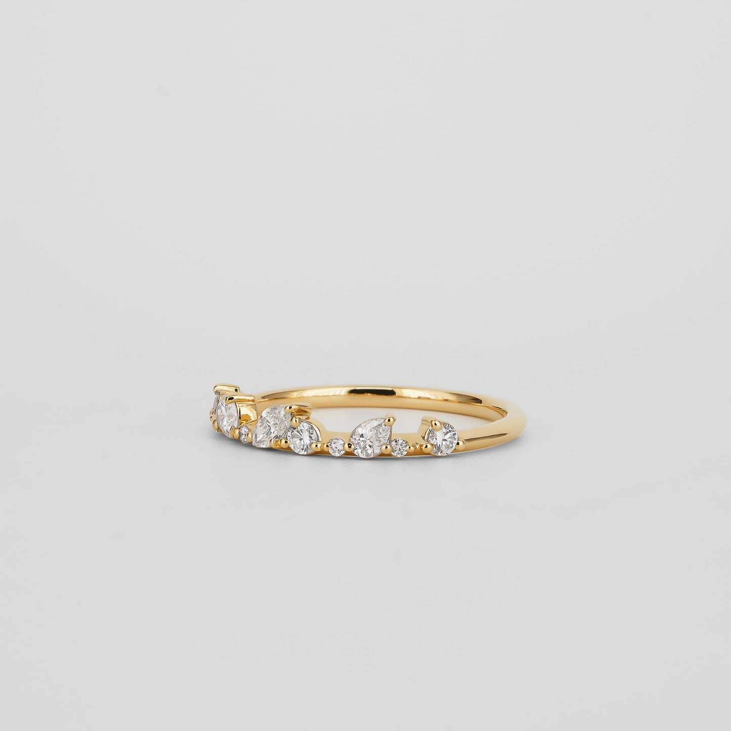 0.29 TCW Pear, Round & Marquise Shaped Multi Stones Lab Grown Diamond Wedding Band