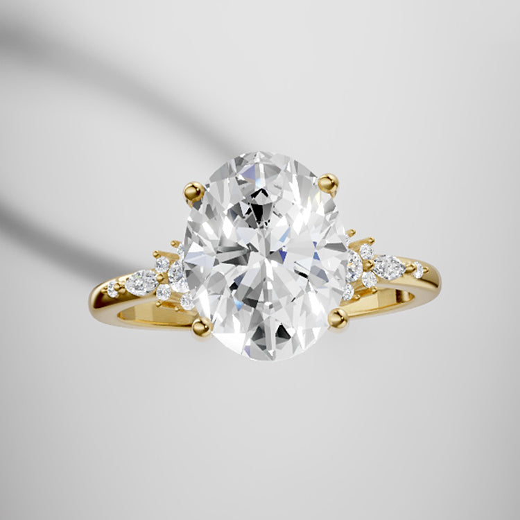 Marquise Shaped Three Stone Lab Grown Diamond Engagement Ring