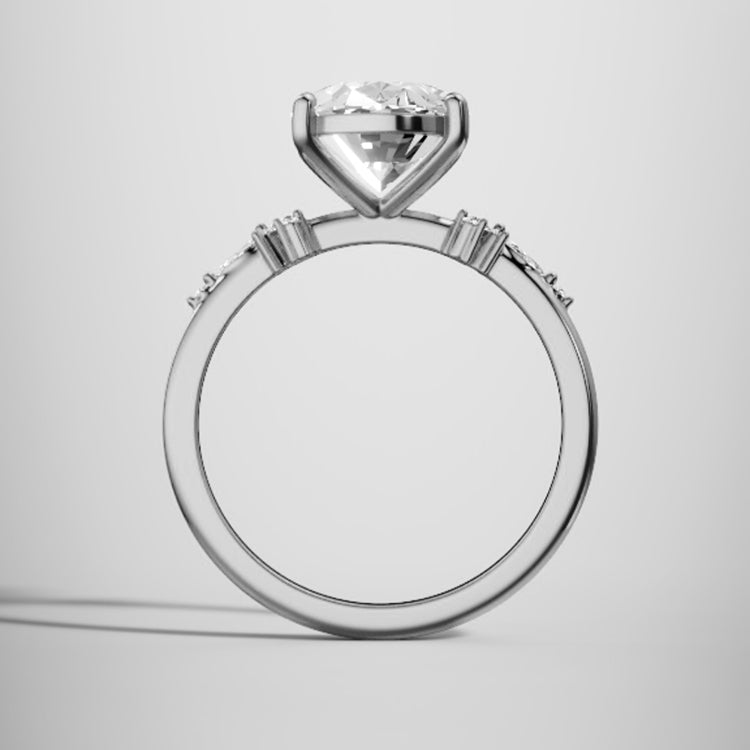 Marquise Shaped Three Stone Lab Grown Diamond Engagement Ring