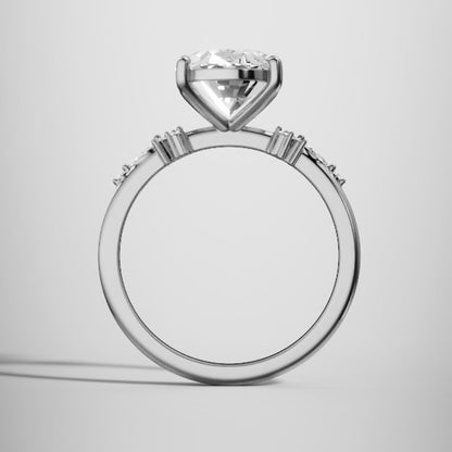 Marquise Shaped Three Stone Lab Grown Diamond Engagement Ring