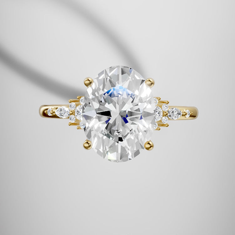 Marquise Shaped Three Stone Lab Grown Diamond Engagement Ring