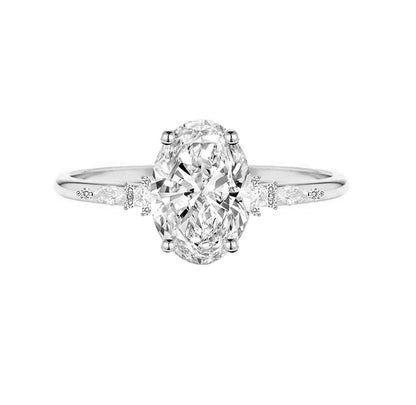 Marquise Shaped Three Stone Lab Grown Diamond Engagement Ring