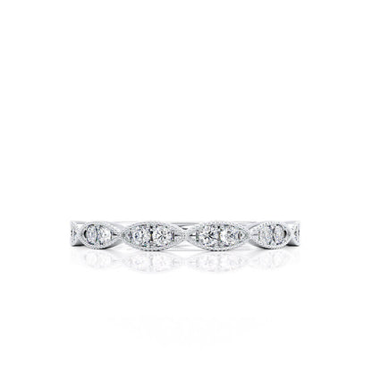 0.16 CT Round Shaped Moissanite Milgrain Style Wedding Band 2