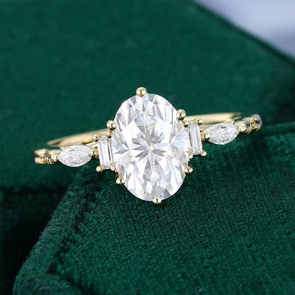 2.5 CT Oval Shaped Nature Inspired Lab Grown Diamond Engagement Ring