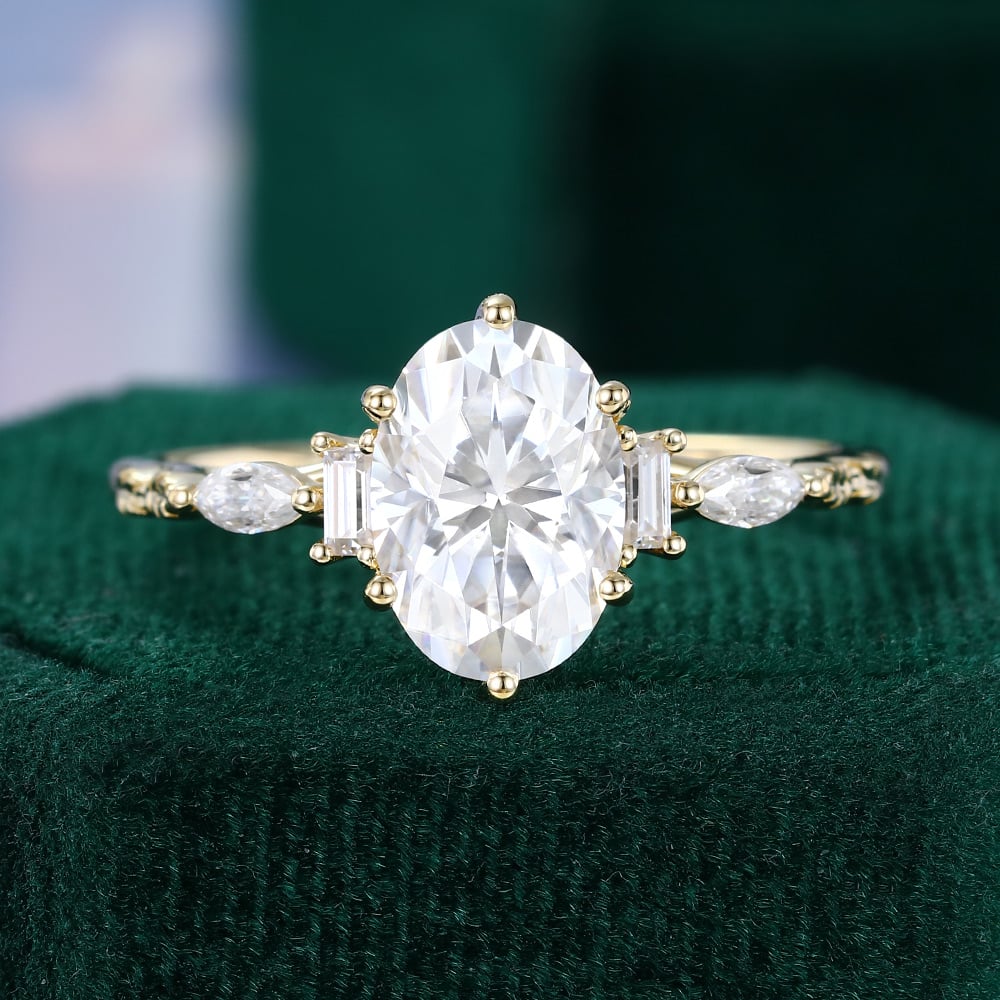 2.5 CT Oval Shaped Nature Inspired Lab Grown Diamond Engagement Ring