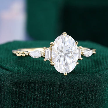 2.5 CT Oval Shaped Nature Inspired Lab Grown Diamond Engagement Ring