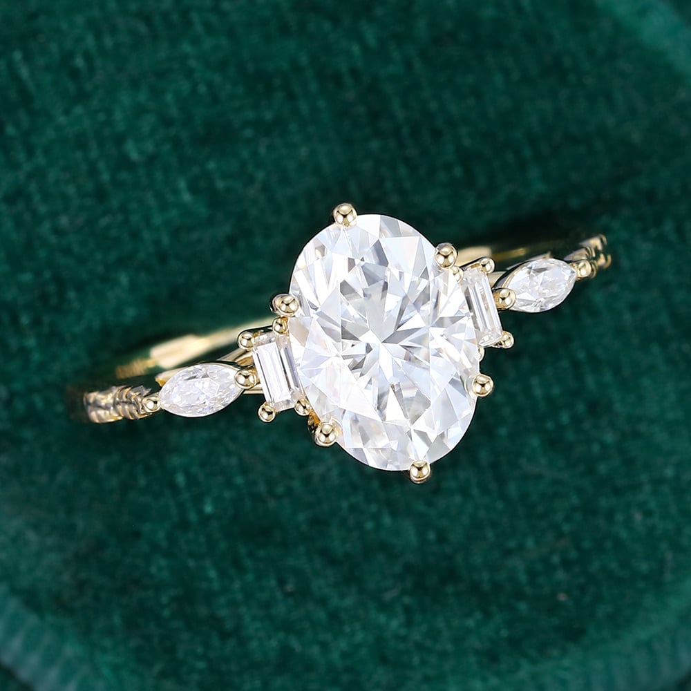 2.5 CT Oval Shaped Nature Inspired Lab Grown Diamond Engagement Ring