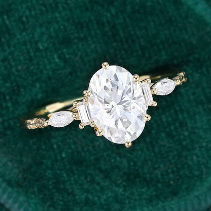 2.5 CT Oval Shaped Nature Inspired Lab Grown Diamond Engagement Ring