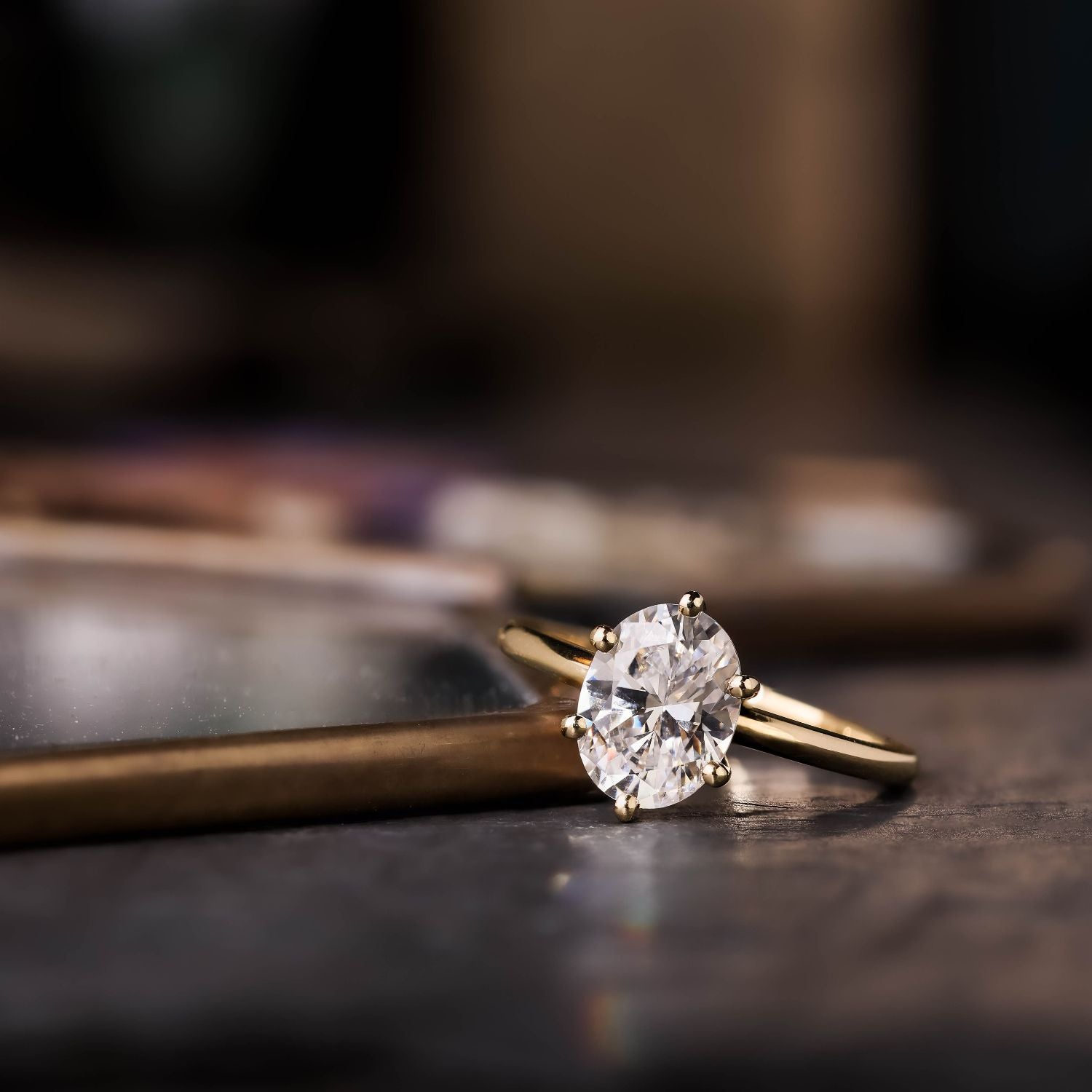 Marquise Shaped Three Stone Lab Grown Diamond Engagement Ring