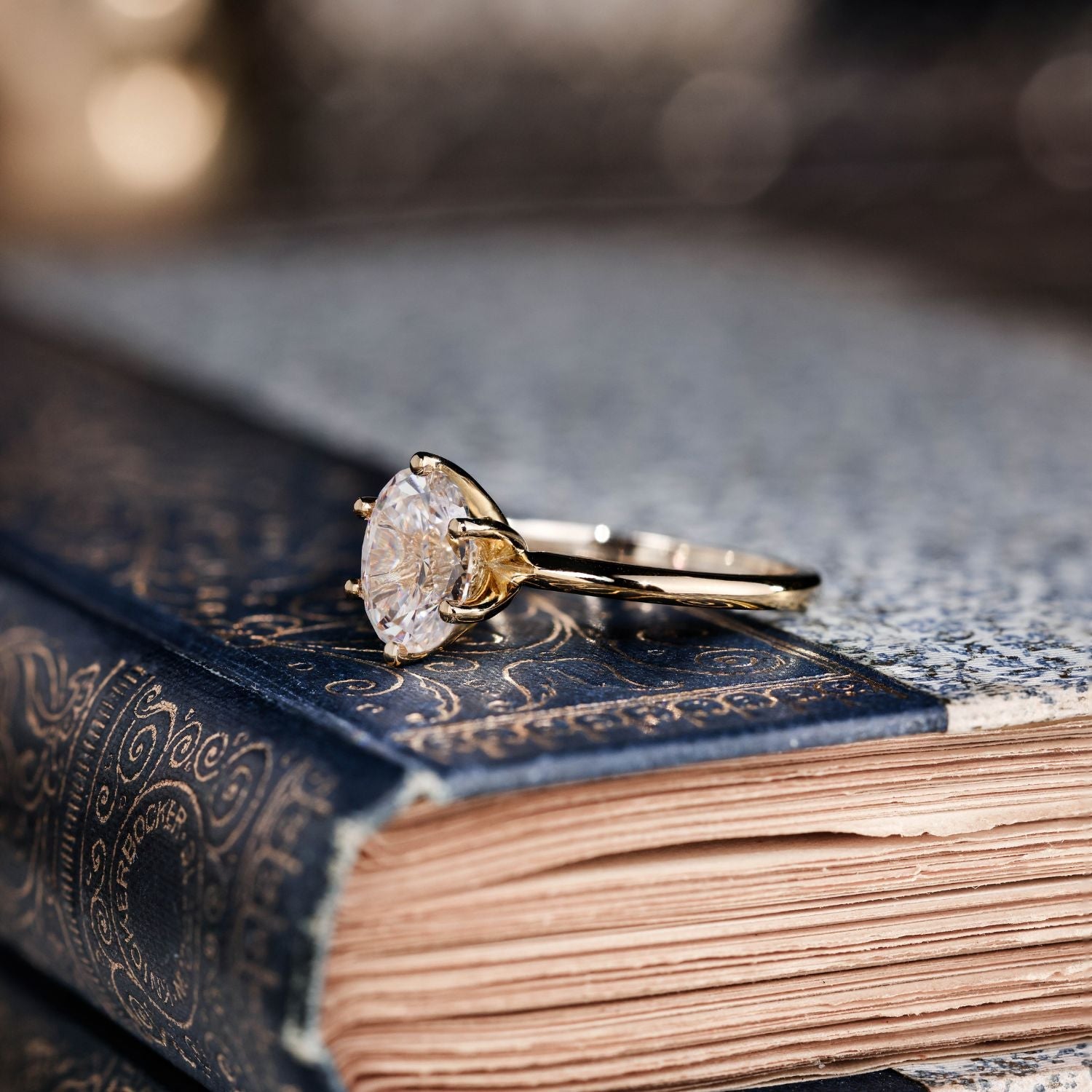 Marquise Shaped Three Stone Lab Grown Diamond Engagement Ring