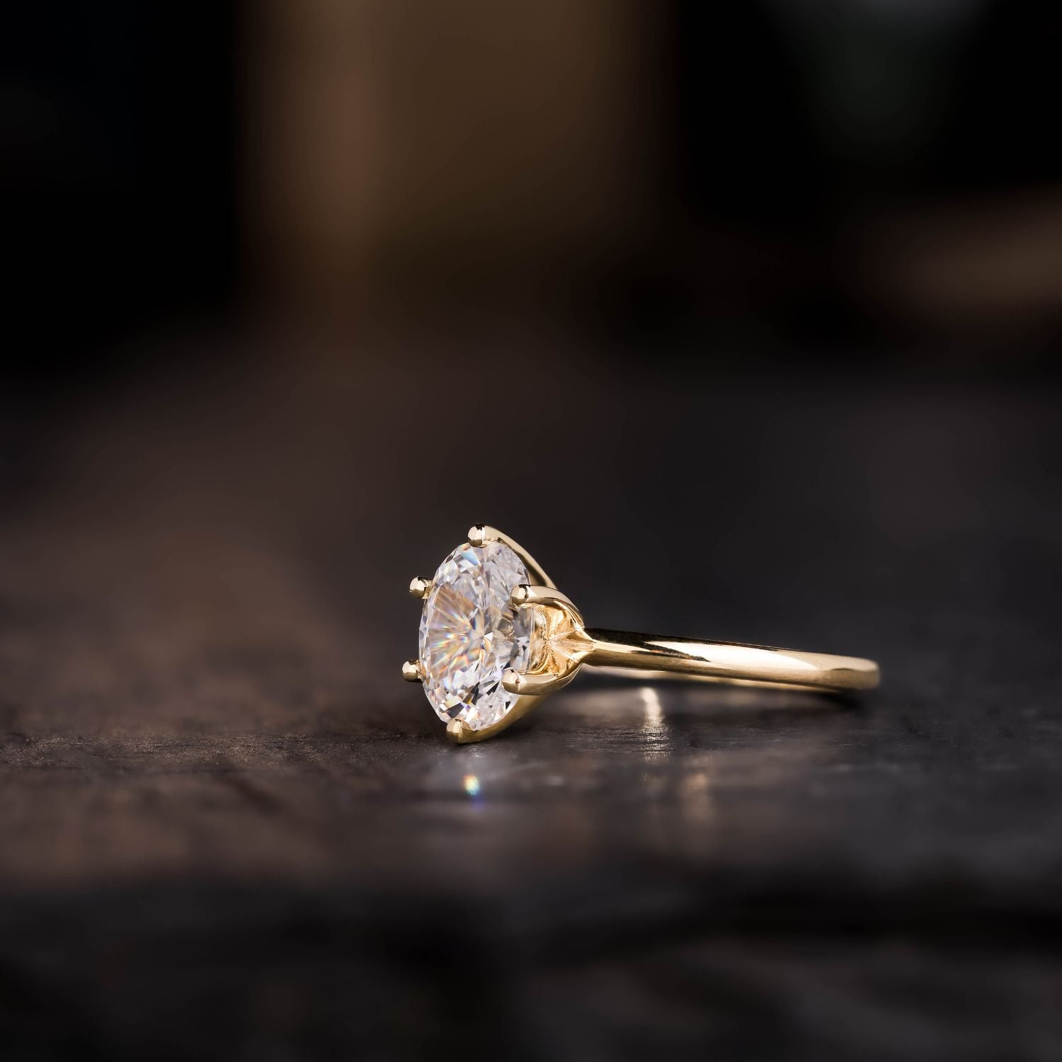 Marquise Shaped Three Stone Lab Grown Diamond Engagement Ring