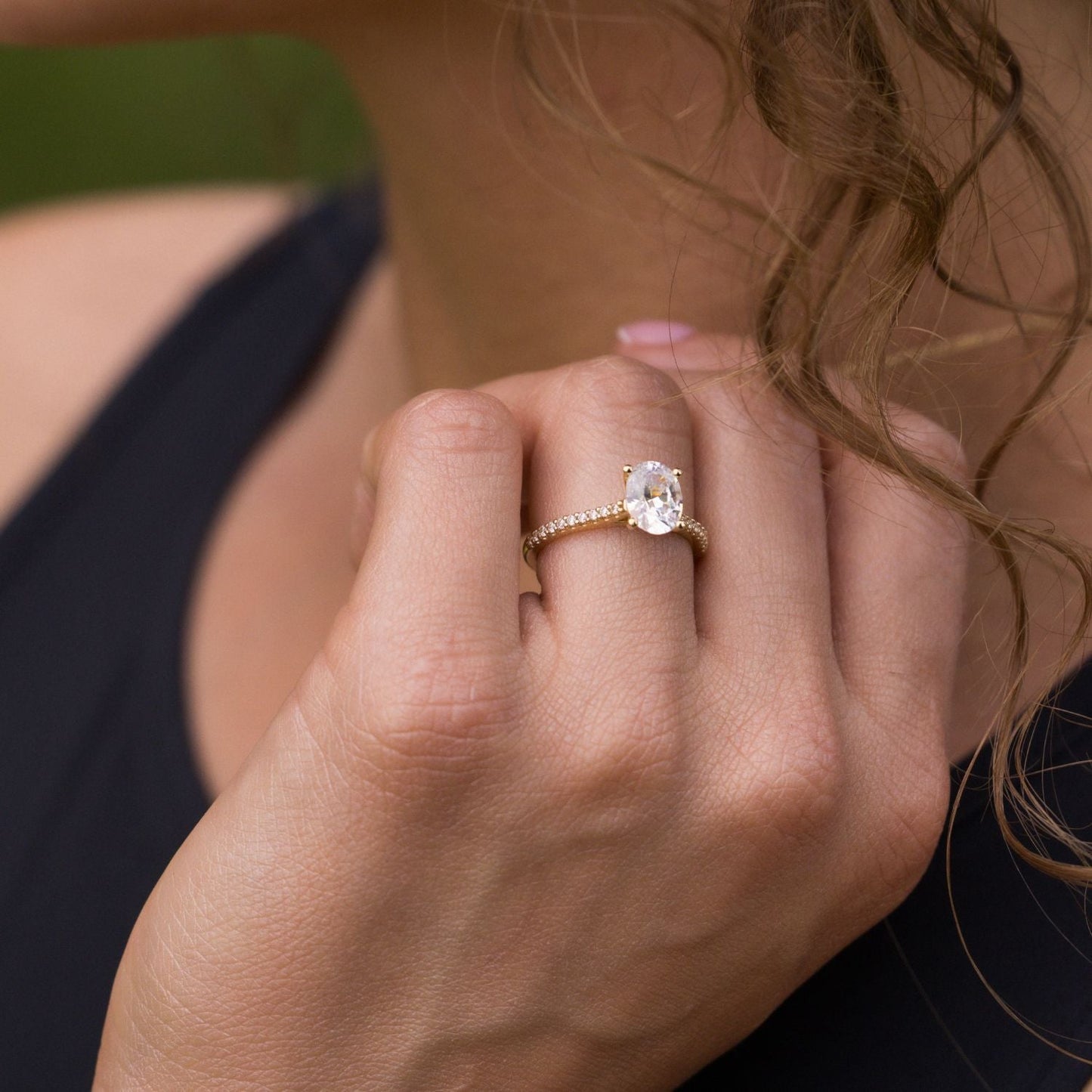 Marquise Shaped Three Stone Lab Grown Diamond Engagement Ring