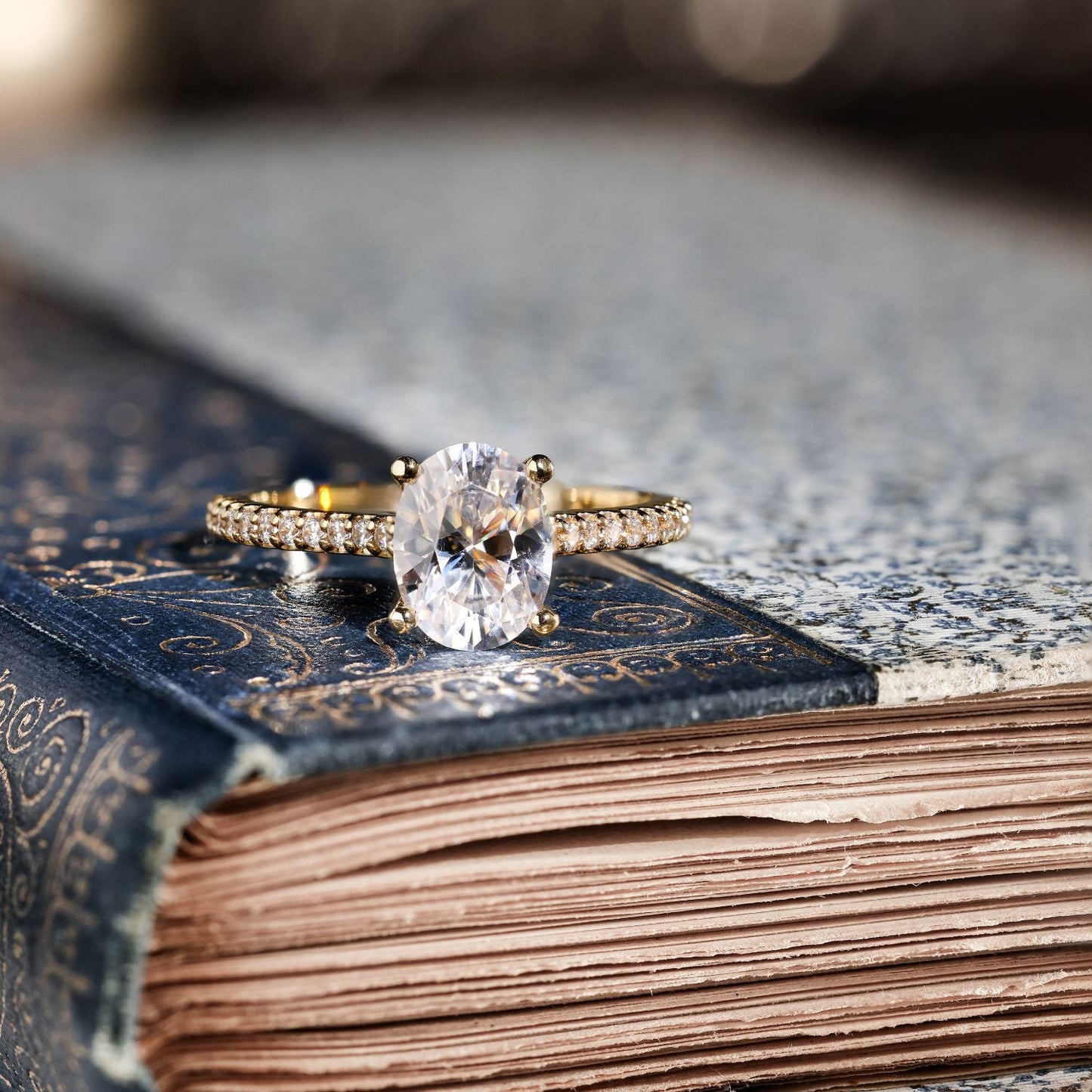 Marquise Shaped Three Stone Lab Grown Diamond Engagement Ring