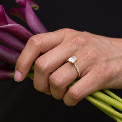 Marquise Shaped Three Stone Lab Grown Diamond Engagement Ring