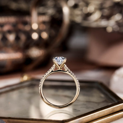 Marquise Shaped Three Stone Lab Grown Diamond Engagement Ring