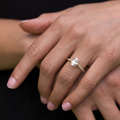 Marquise Shaped Three Stone Lab Grown Diamond Engagement Ring