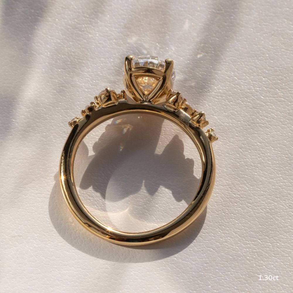 Marquise Shaped Three Stone Lab Grown Diamond Engagement Ring