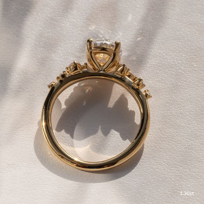 Marquise Shaped Three Stone Lab Grown Diamond Engagement Ring