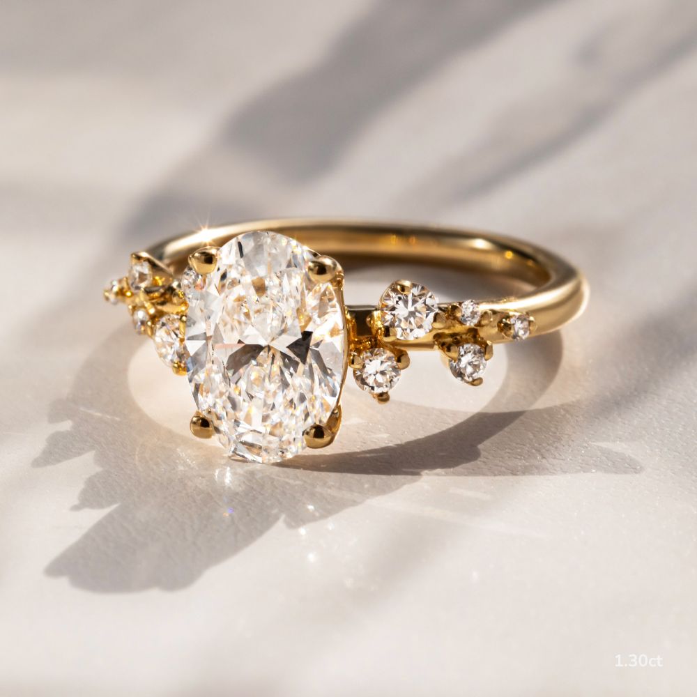 Marquise Shaped Three Stone Lab Grown Diamond Engagement Ring