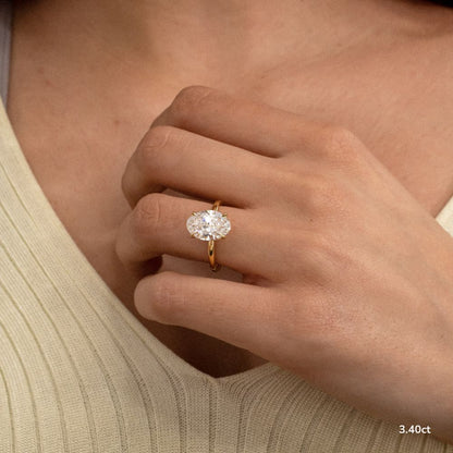 Marquise Shaped Three Stone Lab Grown Diamond Engagement Ring