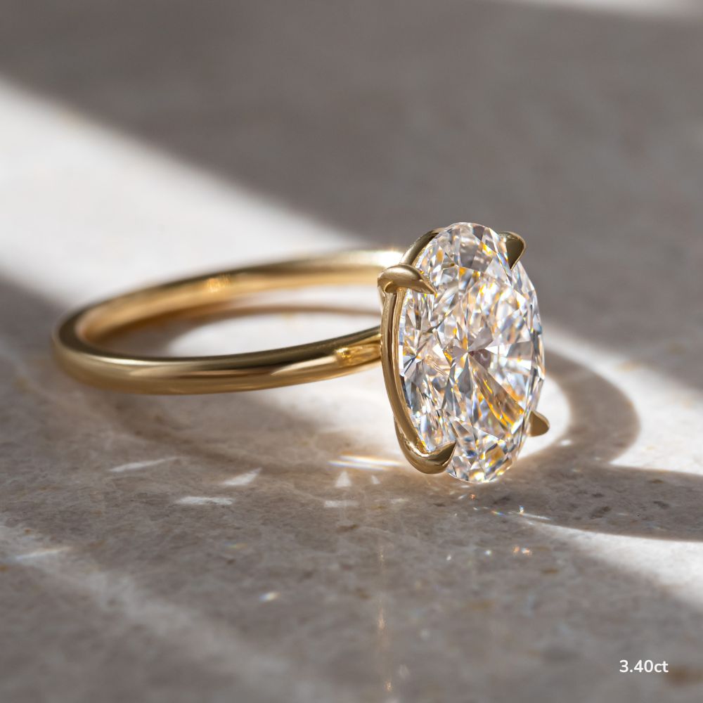 Marquise Shaped Three Stone Lab Grown Diamond Engagement Ring