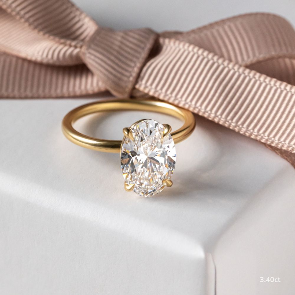 Marquise Shaped Three Stone Lab Grown Diamond Engagement Ring