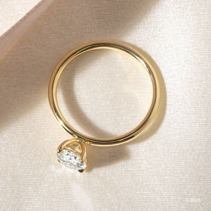 Marquise Shaped Three Stone Lab Grown Diamond Engagement Ring