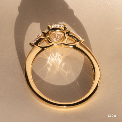 Marquise Shaped Three Stone Lab Grown Diamond Engagement Ring