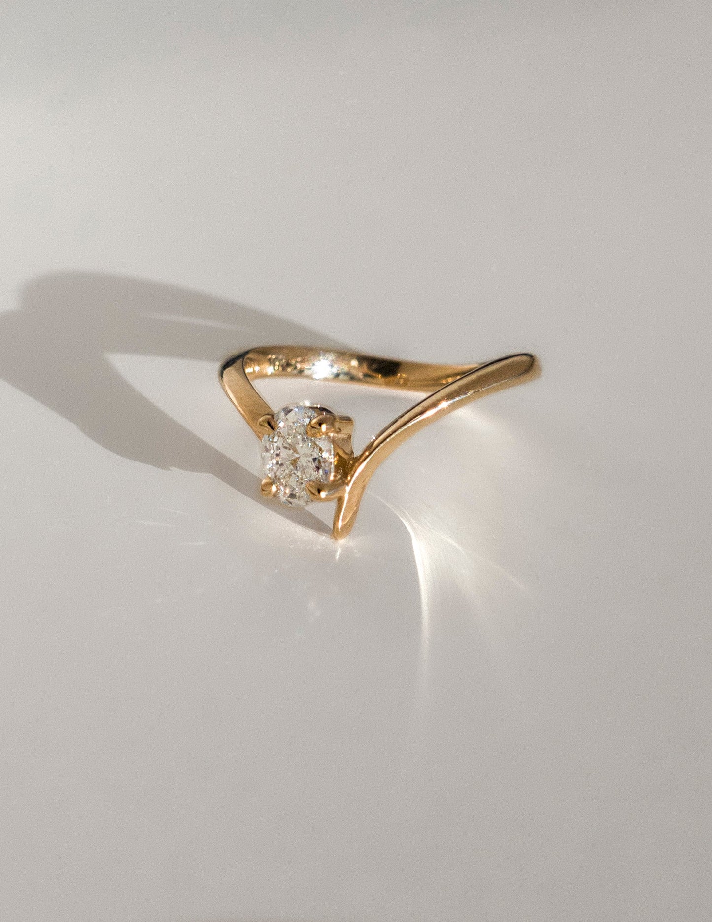 0.45 CT Oval Swirl Solitaire Minimal Daily Wear Lab Grown Engagement Ring