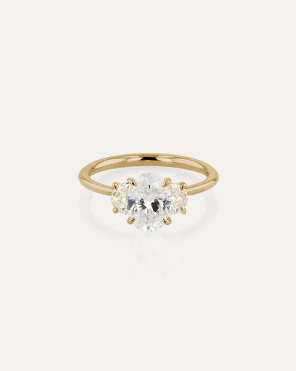Marquise Shaped Three Stone Lab Grown Diamond Engagement Ring