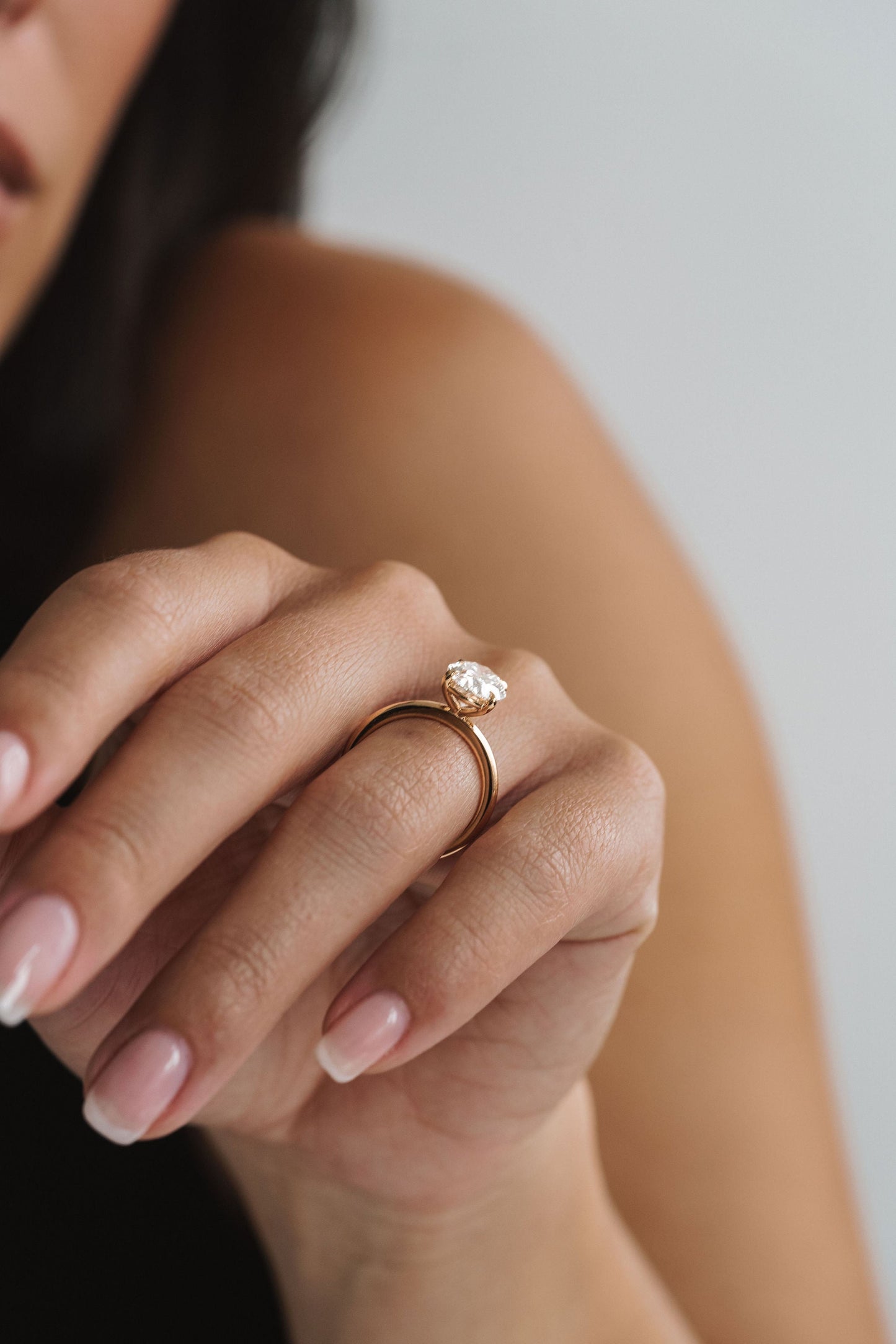 Marquise Shaped Three Stone Lab Grown Diamond Engagement Ring