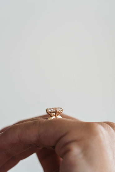 Marquise Shaped Three Stone Lab Grown Diamond Engagement Ring