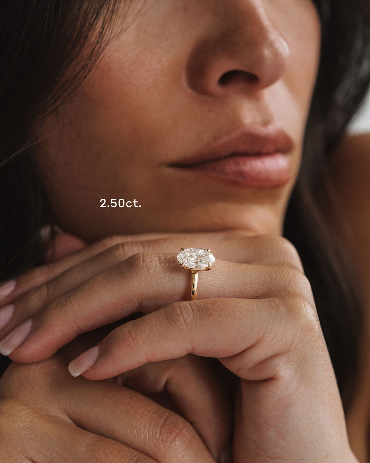 Marquise Shaped Three Stone Lab Grown Diamond Engagement Ring