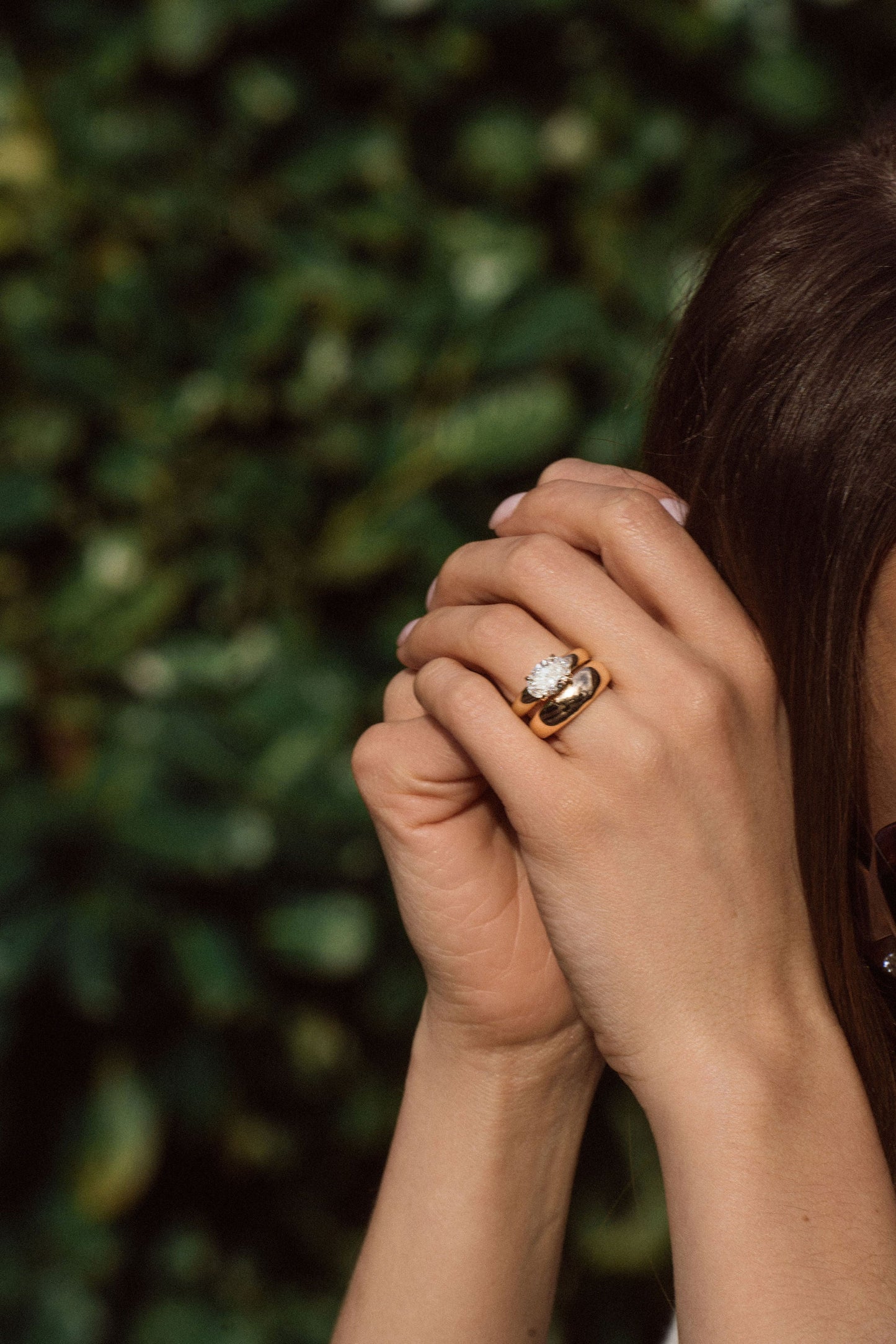 Marquise Shaped Three Stone Lab Grown Diamond Engagement Ring