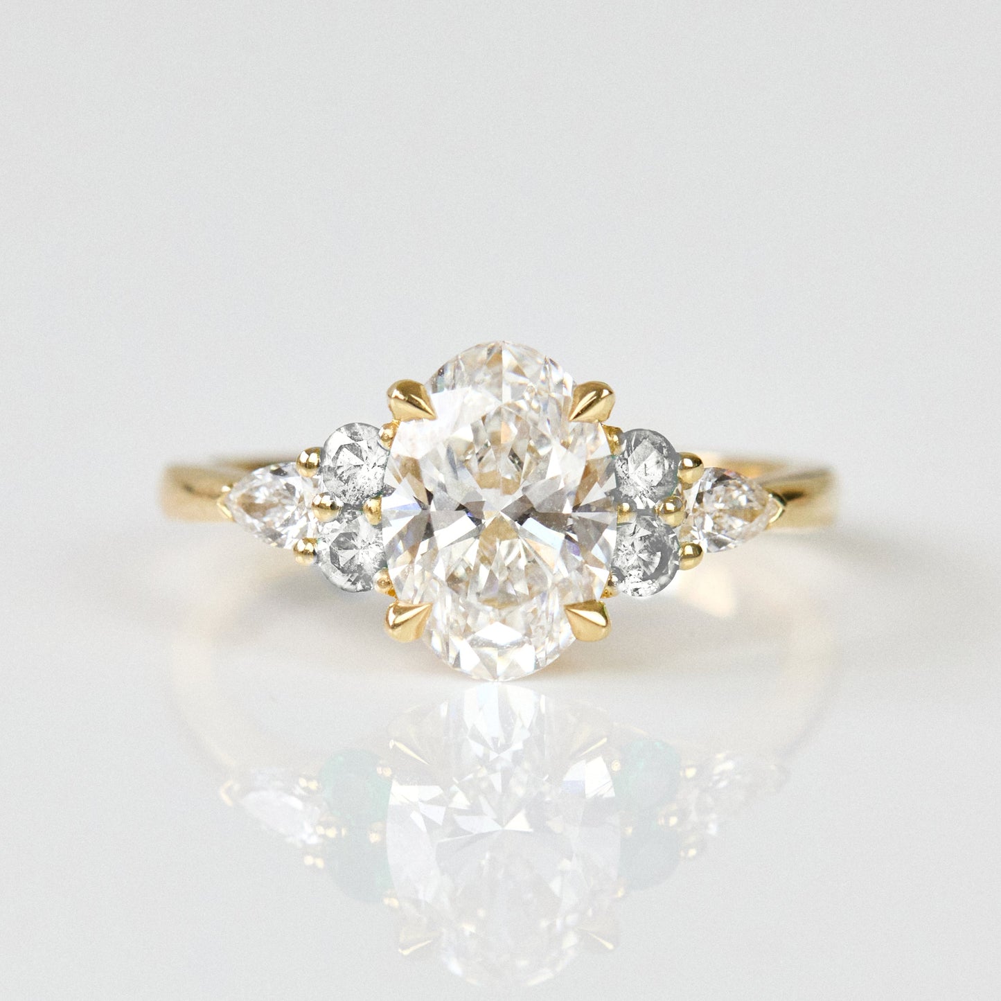 Marquise Shaped Three Stone Lab Grown Diamond Engagement Ring