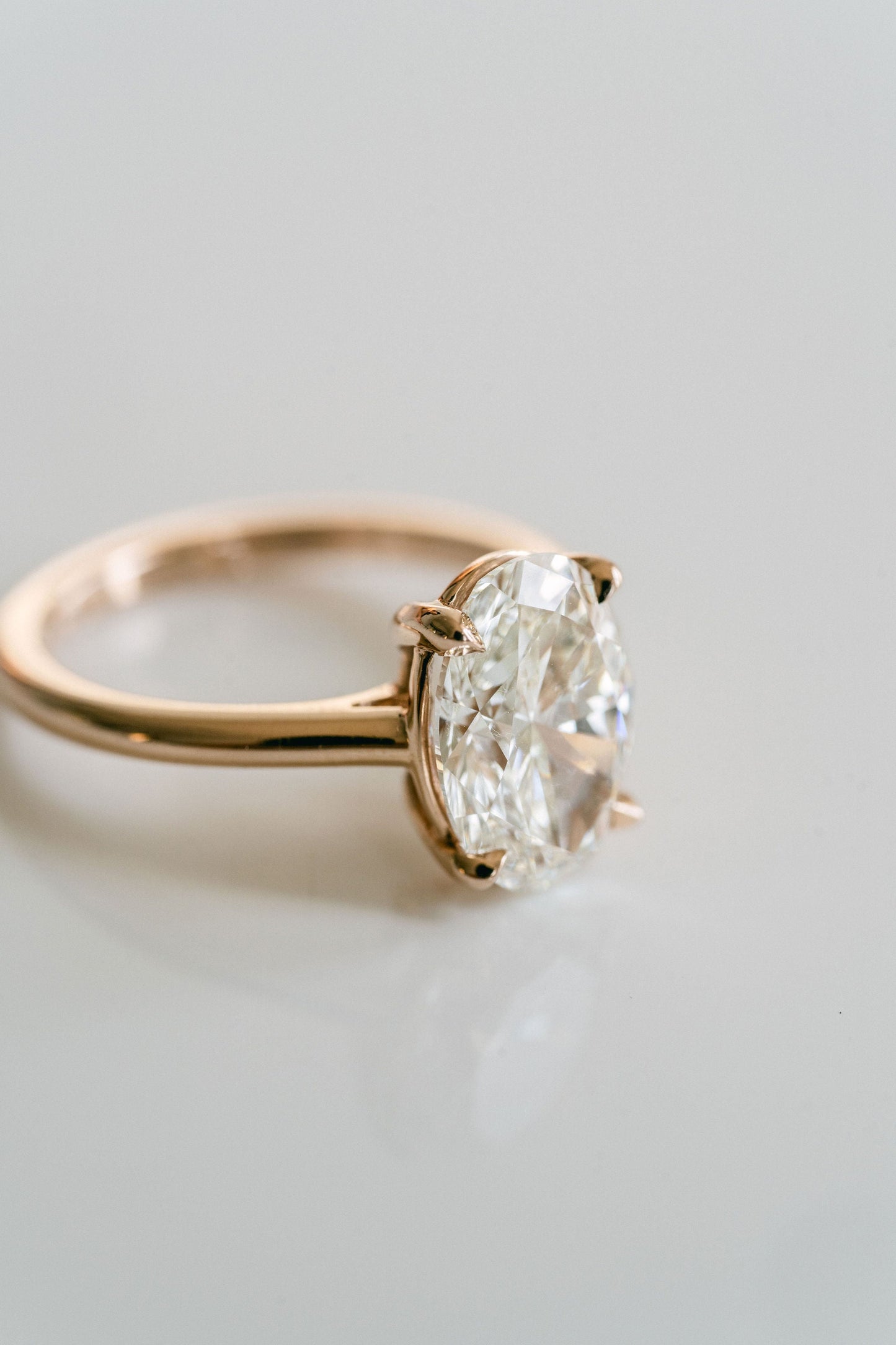 Marquise Shaped Three Stone Lab Grown Diamond Engagement Ring