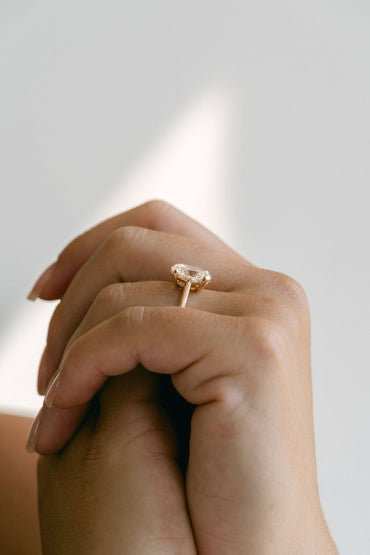 Marquise Shaped Three Stone Lab Grown Diamond Engagement Ring