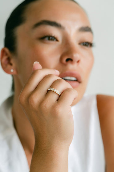 0.25 TCW Round Shaped Half Eternity Lab Grown Diamond Wedding Band