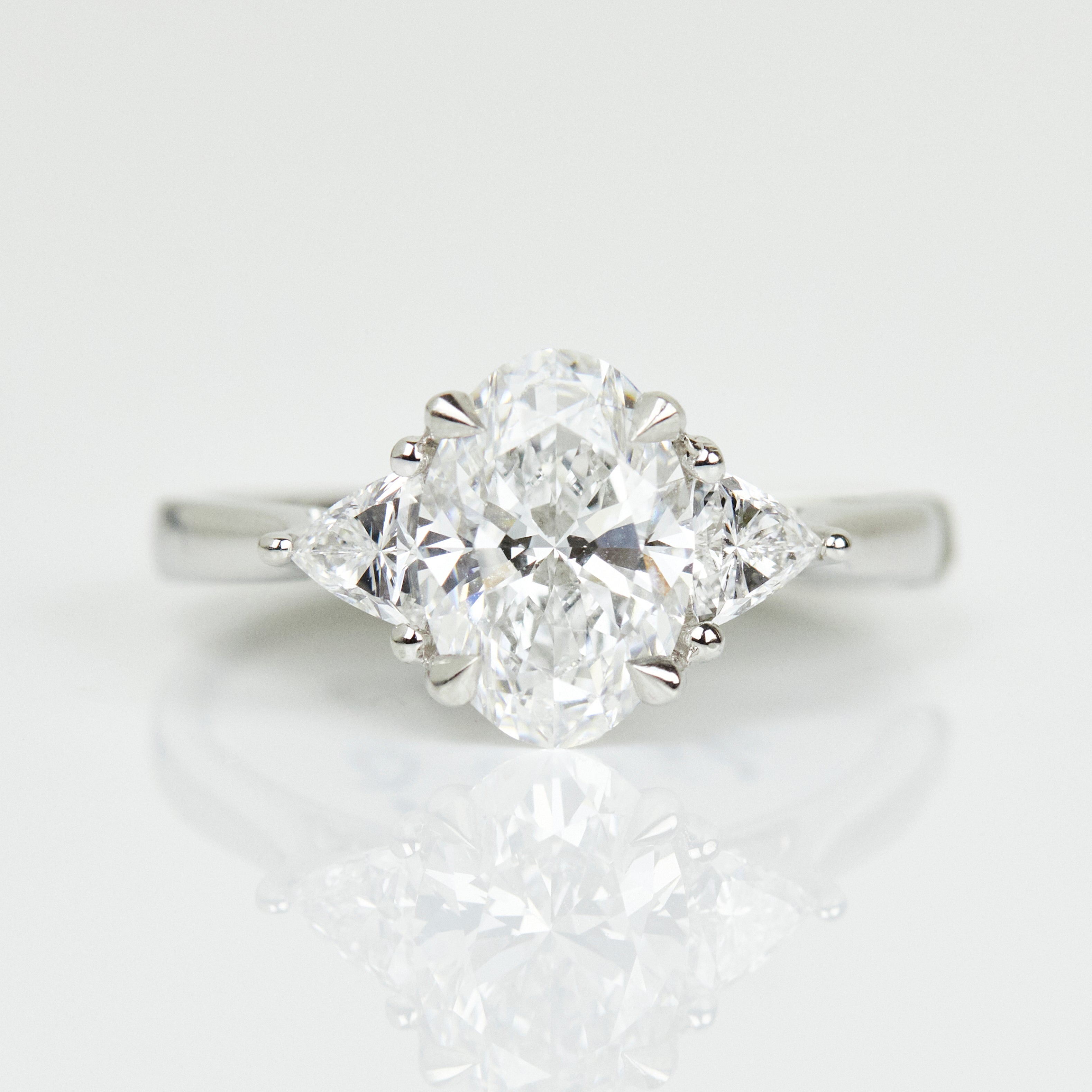 Marquise Shaped Three Stone Lab Grown Diamond Engagement Ring