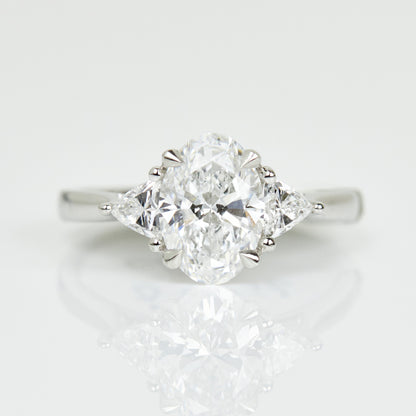 Marquise Shaped Three Stone Lab Grown Diamond Engagement Ring