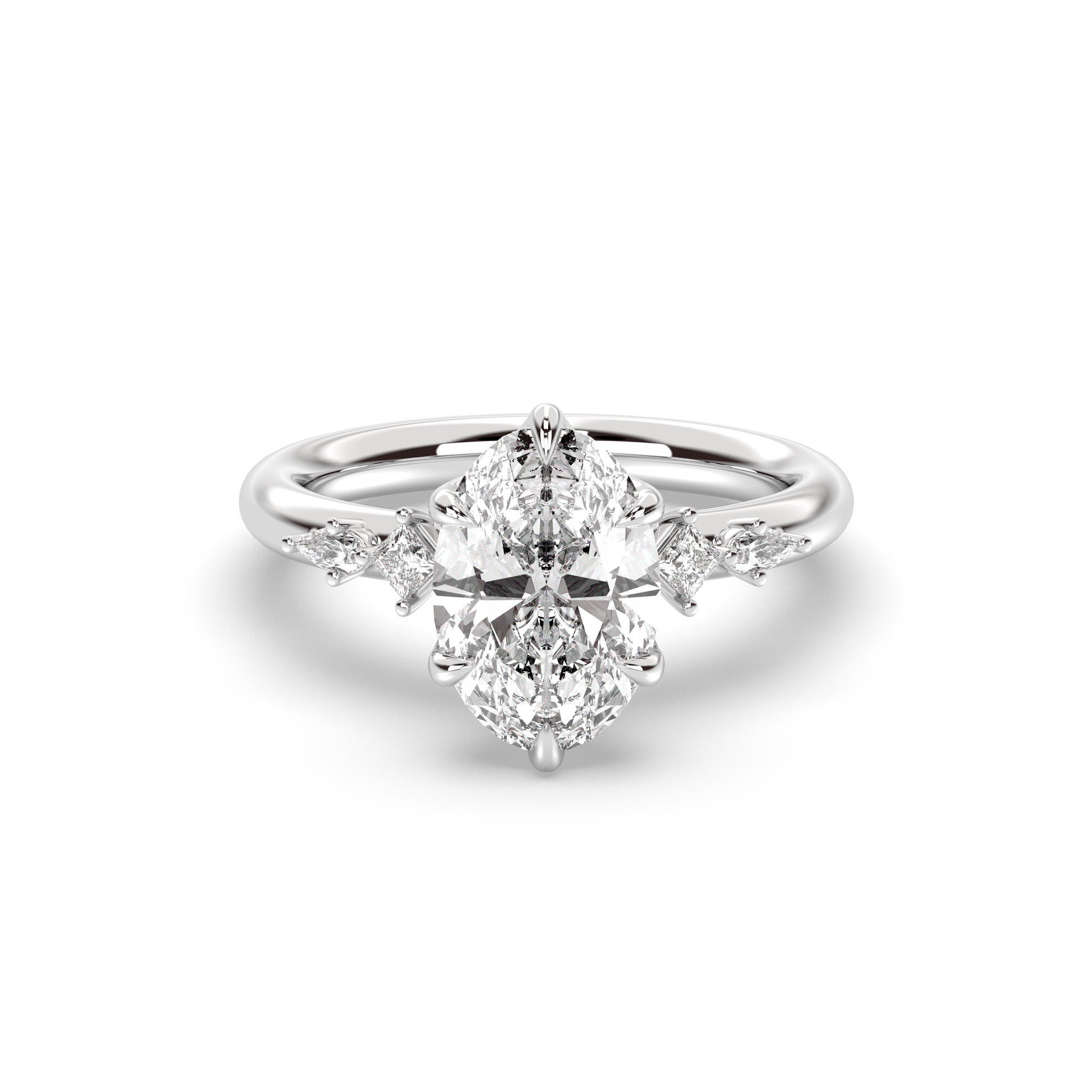 Marquise Shaped Three Stone Lab Grown Diamond Engagement Ring
