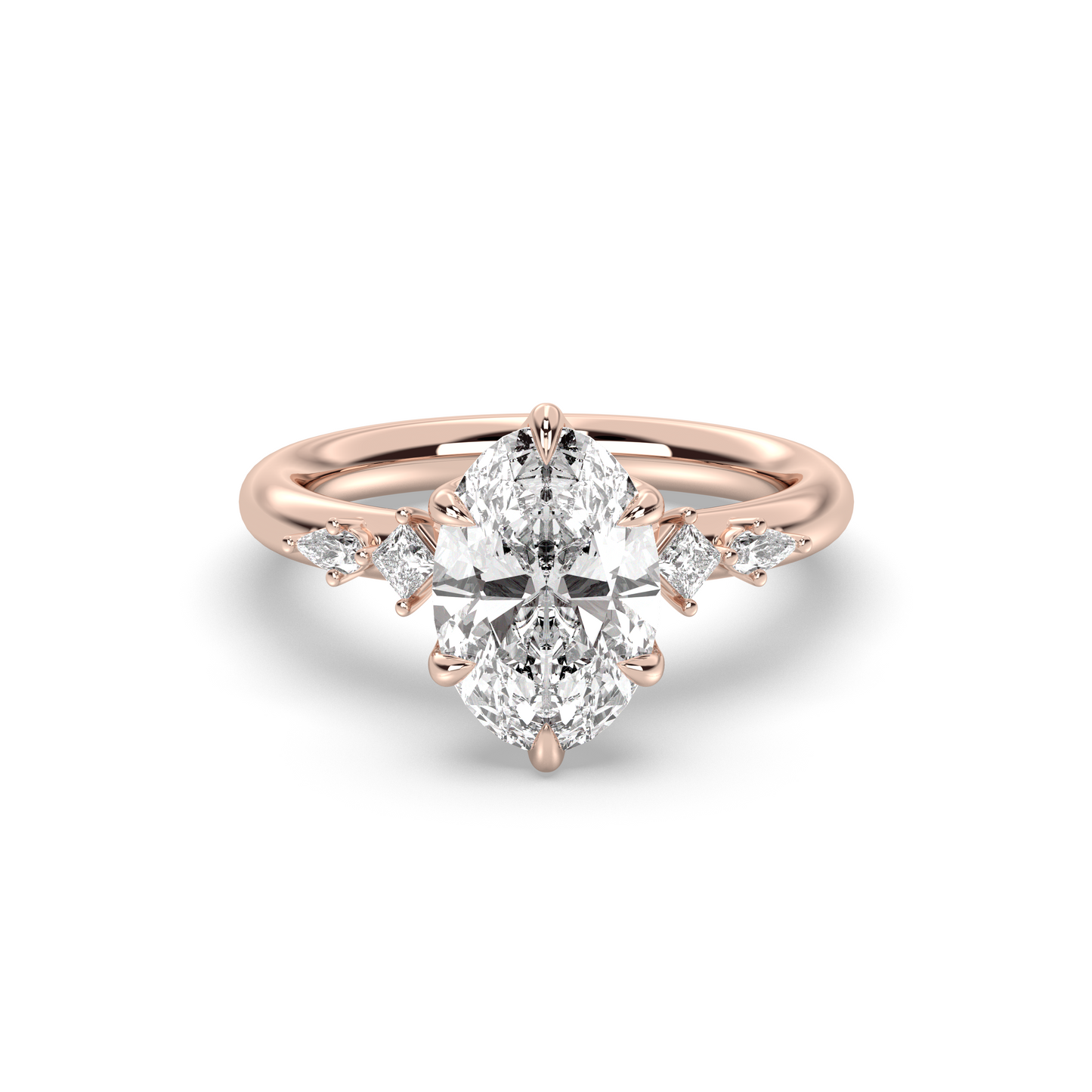 Marquise Shaped Three Stone Lab Grown Diamond Engagement Ring