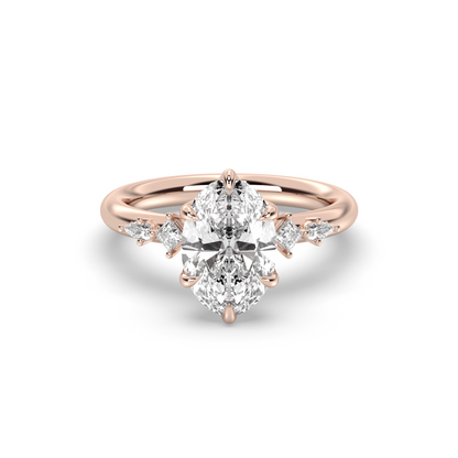 Marquise Shaped Three Stone Lab Grown Diamond Engagement Ring