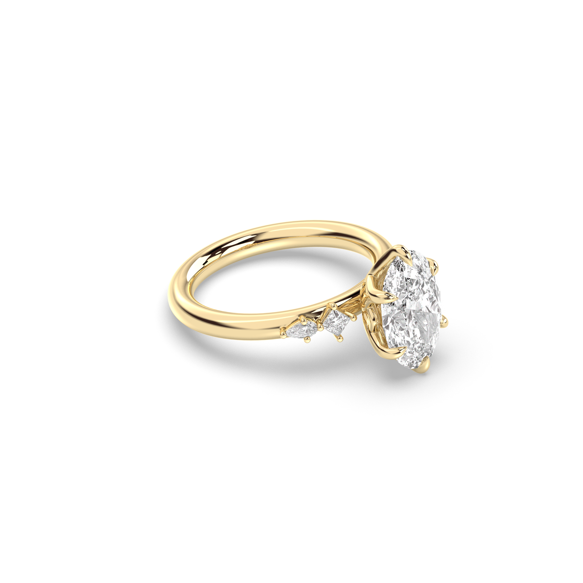 Marquise Shaped Three Stone Lab Grown Diamond Engagement Ring